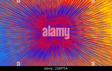 Music background with divergent blue rays. Bright colorful banner with star explosion. Speed poster. Vector design element Stock Vector