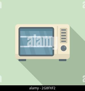 Old microwave icon flat vector. Electric convection oven. Fan kitchen stove Stock Vector