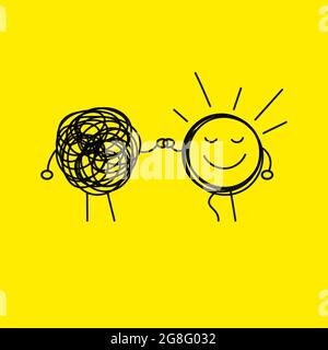 Mentor icon. Coaching sign. Therapy symbol. Psychological help of logo. Doodle hand drawn characters. Solving business problems concept Stock Vector