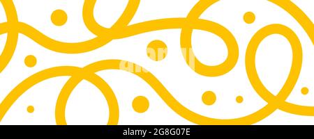 Italian pasta abstract wide banner. Creative noodle background. Hand drawn spagetti backdrop. Stock Vector