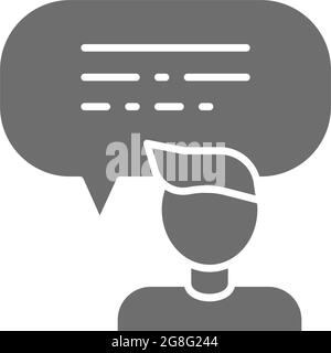 Feedback from the man, speech bubble grey icon. Stock Vector