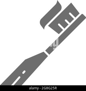 Toothpaste and brush, dental hygiene grey icon Stock Vector Image & Art ...