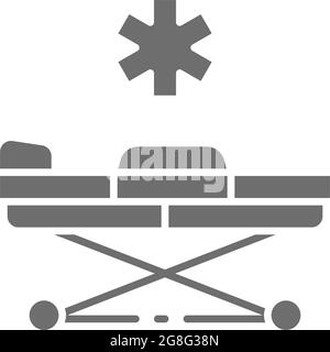 Emergency stretcher trolley grey icon. Isolated on white background Stock Vector