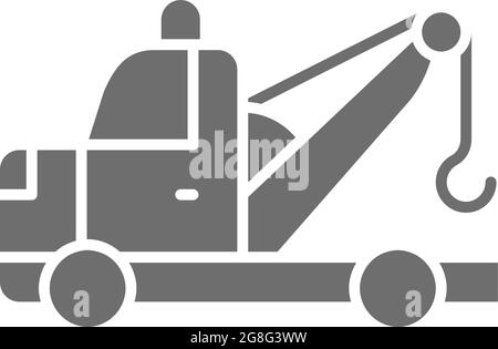 Tow truck grey icon. Isolated on white background Stock Vector