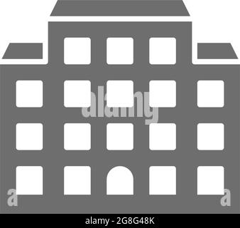 Hospital, nursing home grey icon. Isolated on white background Stock Vector
