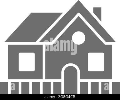 Vector vacation home, country house grey icon. Stock Vector