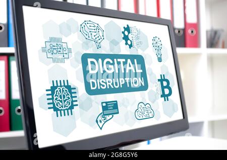 Digital disruption concept shown on a computer screen Stock Photo