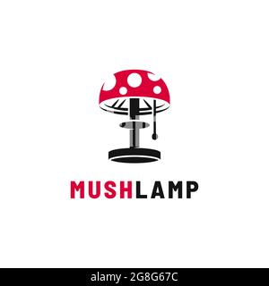 Modern logo of a mushroom with lamp, Isolated on white background, perfect for visual identity, editable vector illustration Stock Vector