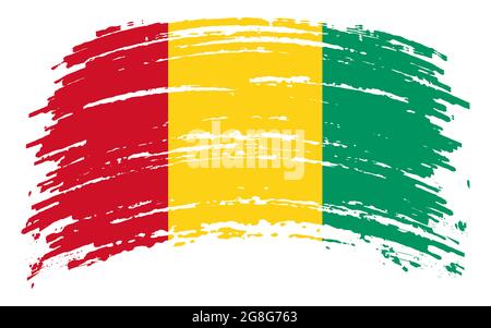 Guinea flag in grunge brush stroke, vector image Stock Vector