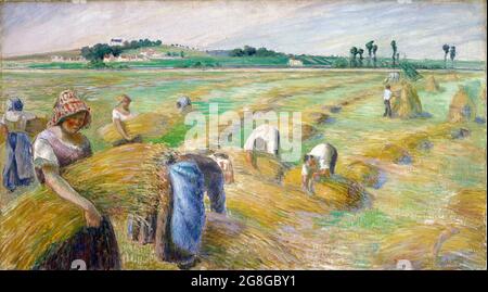 The Harvest by Camille Pissarro (1830-1903), oil on canvas, 1882 Stock Photo