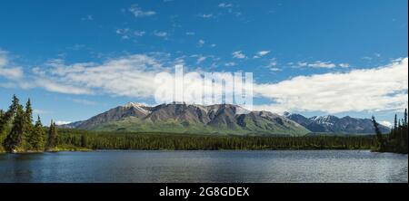 Twin Lakes and Mentasta Mountains in Wrangell-St. Elias National Park in Alaska. Stock Photo