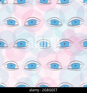A blue eyes seamless vector pastel pattern Stock Vector