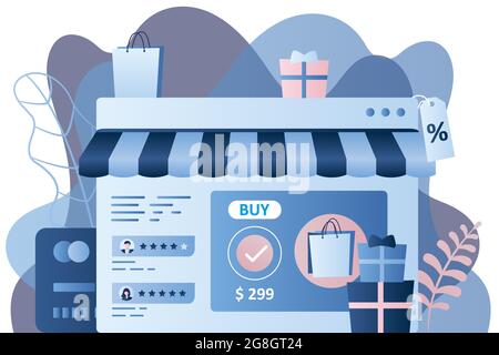 Web page or mobile application of online shop,e-commerce app template in trendy simple style,vector illustration flat design Stock Vector