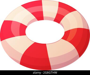 Bright semi realistic lifebuoy. Ocean rescue icon concept. Stock vector illustration isolated on white background in flat cartoon style Stock Vector