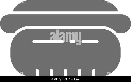 Vector hot dog, bavarian sausage, fast food grey icon. Symbol and sign illustration design. Isolated on white background Stock Vector