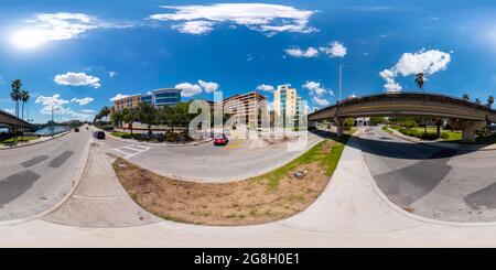 360 degree panoramic view of Tampa, FL, USA - July 16, 2021: Tampa General Hospital 360 vr spherical photo for virtual tour