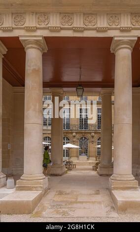 Paris, France - 07 16 2021: View from the inner courtyard of the Carnavalet Museum facade Stock Photo