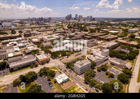 Ybor City and aerial view of Downtown Tampa FL Stock Photo