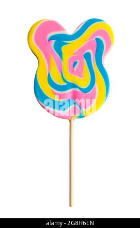Candy Bunny Lollipop Cut Out on White. Stock Photo