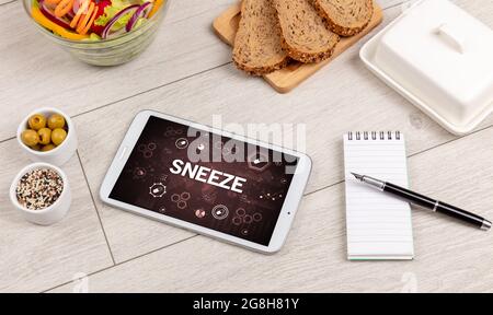 Healthy Tablet Pc compostion, immune system boost concept Stock Photo