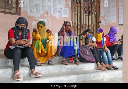 Beawar, India. 20th July, 2021. Indian students waits to submit exam forms at government college in Beawar. (Photo by Sumit Saraswat/Pacific Press) Credit: Pacific Press Media Production Corp./Alamy Live News Stock Photo