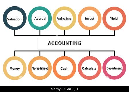 Diagram concept with Accounting text and keywords. EPS 10 isolated on white background Stock Vector