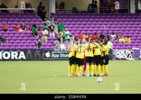 Orlando, United States. 21st July, 2021. Jamaica players prepare for the CONCACAF Gold Cup game between Costa Rica and Jamaica at Exploria Stadium in Orlando, Florida. NO COMMERCIAL USAGE. Credit: SPP Sport Press Photo. /Alamy Live News Stock Photo