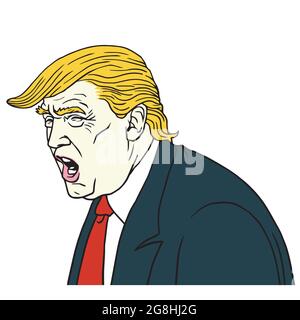 Donald Trump portrait. Vector Cartoon Caricature Illustration Stock Vector