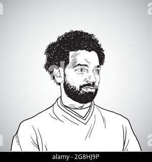 Mo Salah Vector Portrait Cartoon Caricature Drawing Illustration Stock Vector