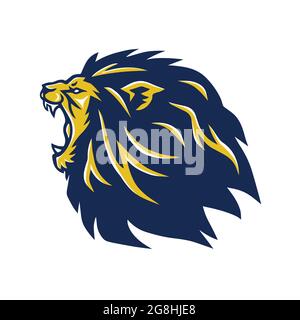 Angry Lion Head Mascot Roaring Vector Logo Stock Vector