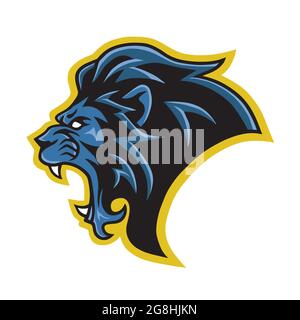 Lion Mascot Roaring Vector Logo Stock Vector