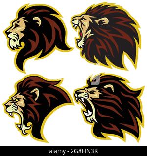 Lion Logo Mascot Collection Premium Set Vector Design Template Stock Vector