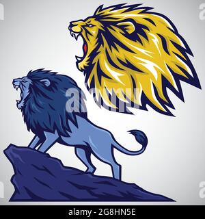 Lion Roaring Logo Set Vector Collection Stock Vector