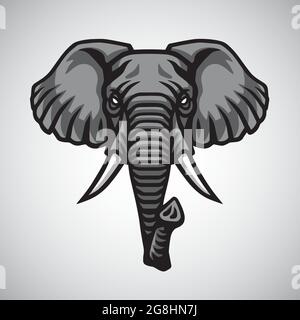 Elephant Head Logo Mascot Vector Premium Design Icon Stock Vector