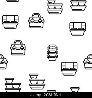 Lunchbox Dishware Vector Seamless Pattern Stock Vector