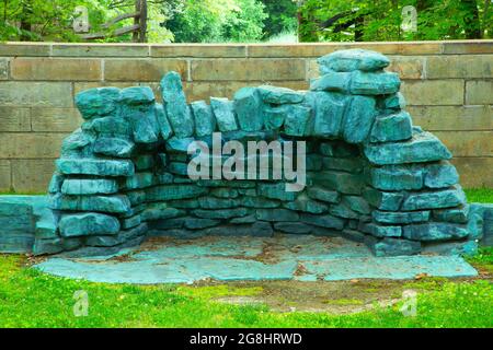 Lincoln Cabin Site sculpture, Lincoln Boyhood National Memorial, Indiana Stock Photo