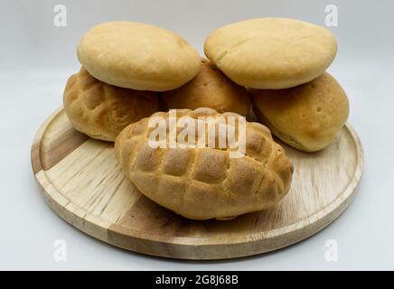 Different types of bread isolated on white background Stock Photo