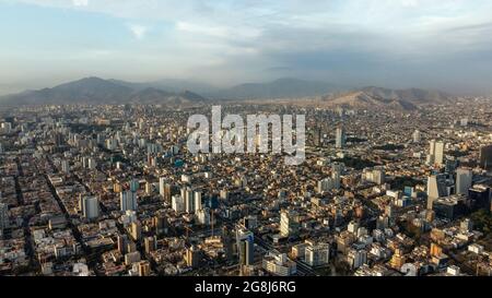 Panoramic view of skyline in San Isidro district at blue time Stock Photo