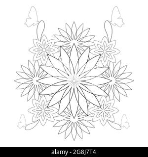 coloring page. flower petals, beautiful flower petals illustration isolated on white background Stock Photo