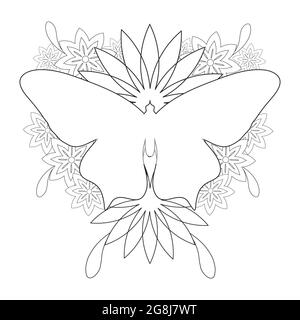 coloring page. flower petals, beautiful flower petals illustration isolated on white background Stock Photo