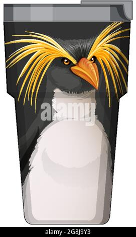 A black thermos flask with penguin pattern illustration Stock Vector