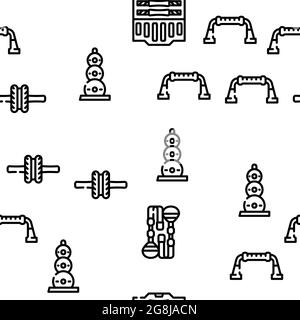 Home Gym Equipment Vector Seamless Pattern Stock Vector