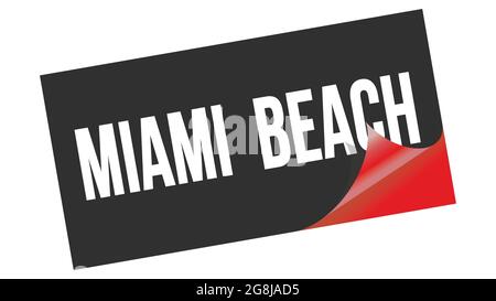 MIAMI  BEACH text written on black red sticker stamp. Stock Photo