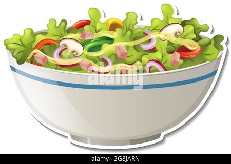 Salad bowl sticker on white background illustration Stock Vector