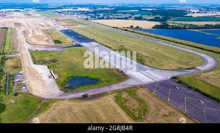 RAF Alconbury in its final stages before total removal of the runway for housing. Stock Photo