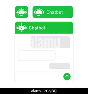Chatbot and dialogue window. Mobile helper, contact us form, chat with the support service concept. Interface of the dialog box site for user support Stock Vector