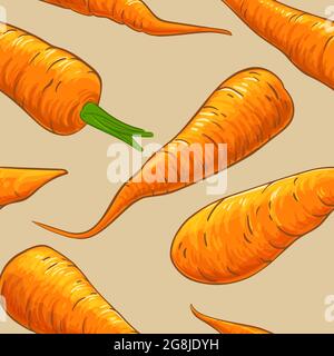 carrot vector pattern on color background Stock Vector