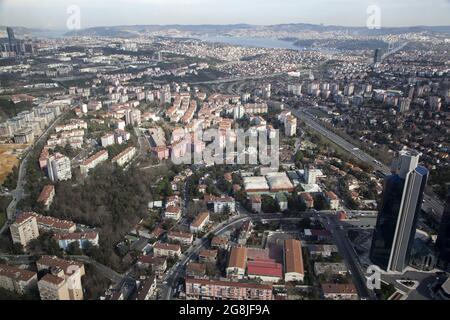 Kagıthane,İstanbulTurkey , 2-8-2021:Istanbul view from the terrace of the sapphire tower. Stock Photo