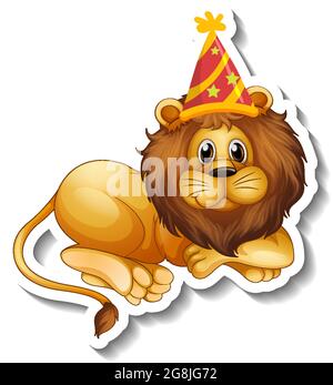 lion wearing party hat to celebrate the baby shower Stock Vector Image ...