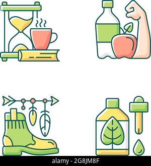 Changing habits and priorities RGB color icons set Stock Vector